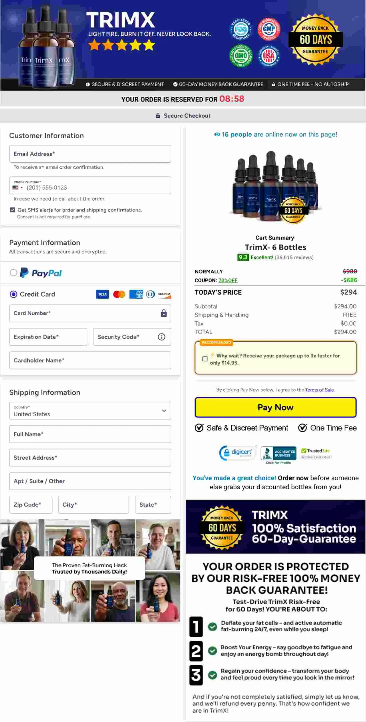 TrimX Secure Checkout — Buy Liquid Fat Burner USA